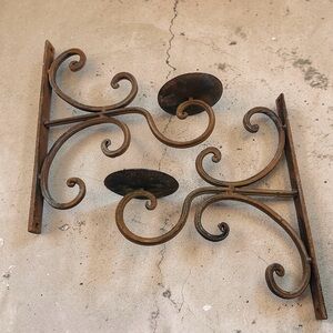 Rustic Metal Wall Sconces Set of 2 Candle Holders Scroll Iron Decor Farmhouse